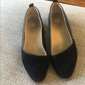 Betabrand flats black leather suede 9